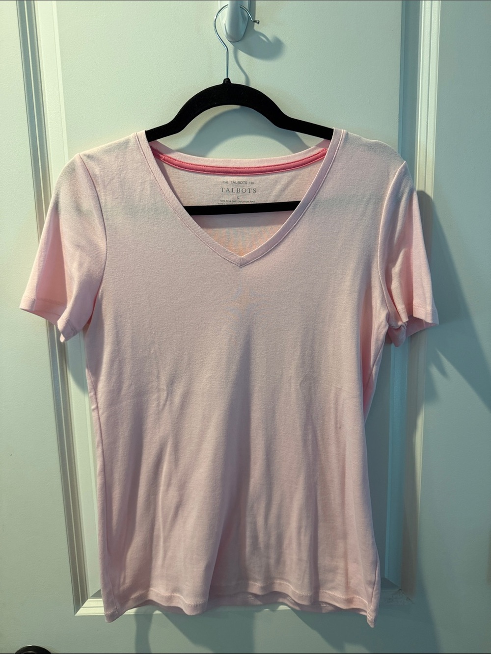 Talbots Light Pink V‑Neck Short Sleeve Tee